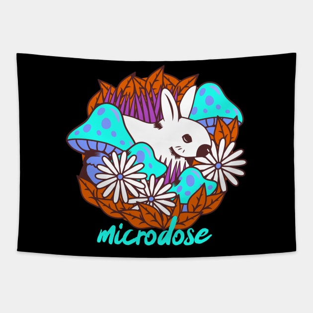 Microdose mushrooms, Magic Mushrooms, hallucinogenic mushrooms, psilocybin mushroom Tapestry by One Eyed Cat Design