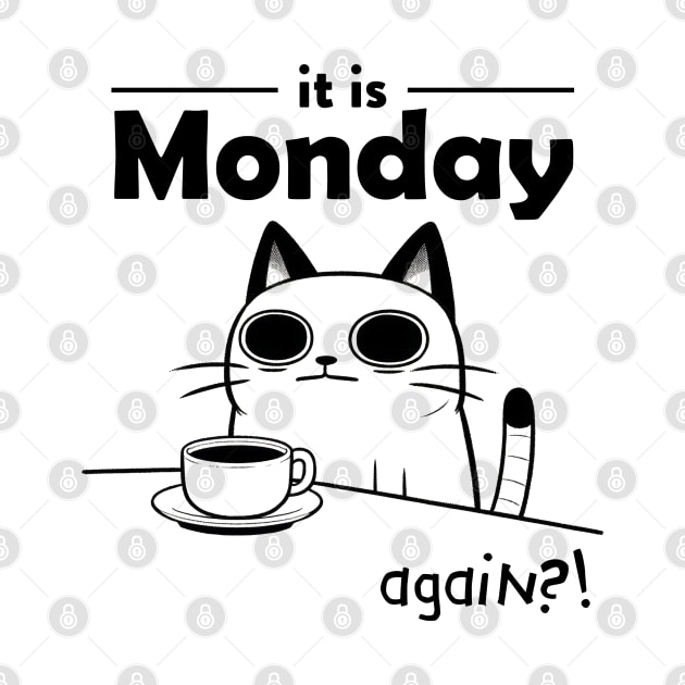 Hate Monday Cat T-Shirt by Neverc00l