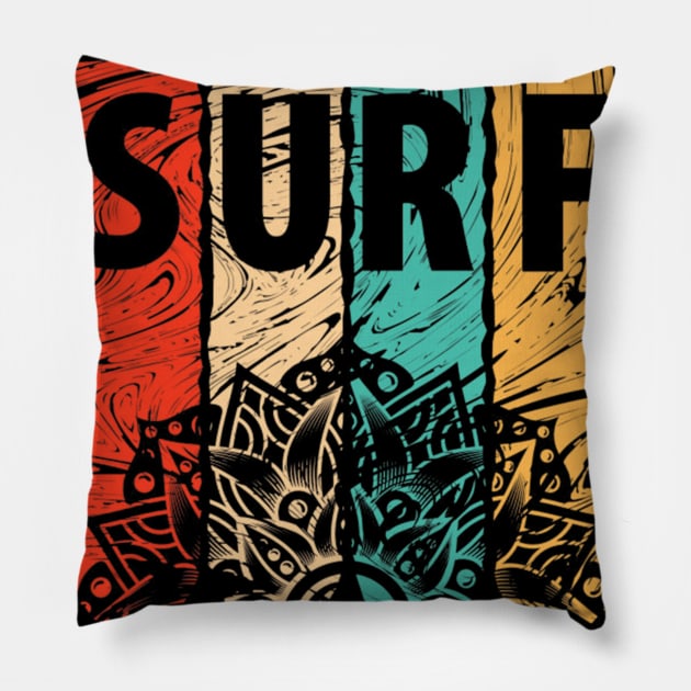 Surf mandala Pillow by Rakos_merch