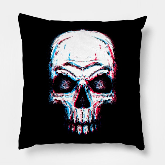 Skull Glitch Pillow by Kyra_Clay