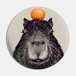 Capybara  Orange | Capy Yuzu | Capybara with Orange on Head | His Name - Gort | Portrait Pin