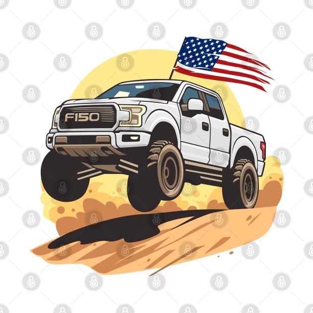 F150 car truck offroad jump on desert white by creative.z