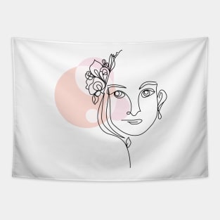 abstract lady, line art woman Tapestry