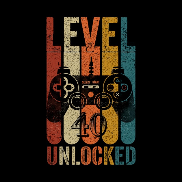 Level 40 Unlocked Awesome Since 1980 - 40th Birthday Gamers by TeeBlade