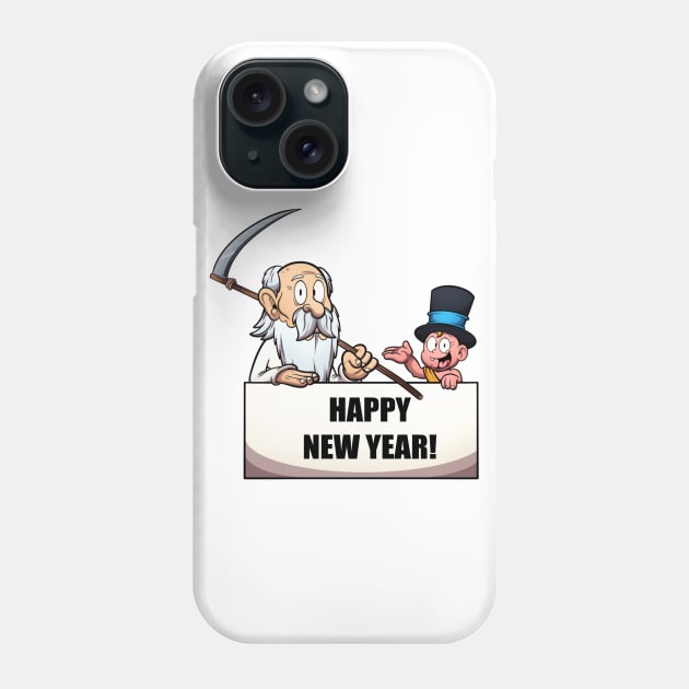 Father Time And New Year’s Baby With Sign Phone Case by TheMaskedTooner