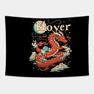 Retro Asian Red Dragon Tapestry