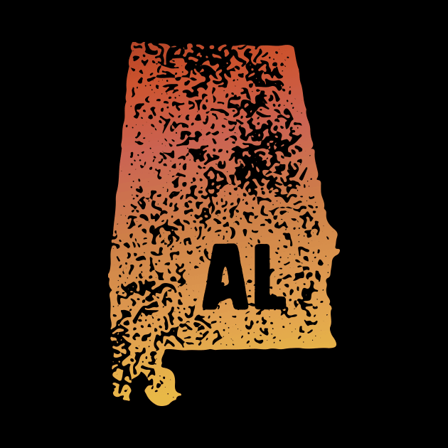 US state pride: Stamp map of Alabama (AL letters cut out) by AtlasMirabilis