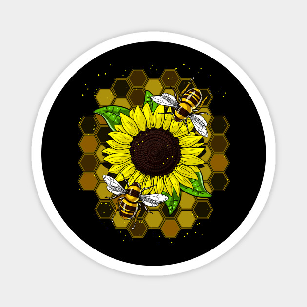 Sunflower Hippie Bees Sunflower Bees Magnet Teepublic Au