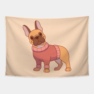 Frenchie in a red sweater Tapestry