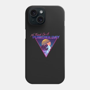 Retro Vaporwave Ski Mountain | No Friends On A Powder Day | Shirts, Stickers, and More! Phone Case