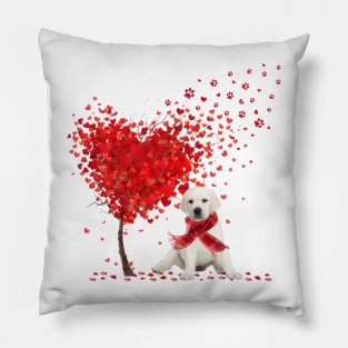 Valentine's Day Heart Tree Love White Labrador Pillow