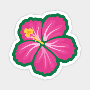 Pink Hand Drawn Hibiscus Flower Magnet