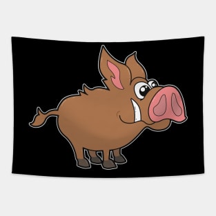 Cute Cartoon Wild Boar Baby Tapestry