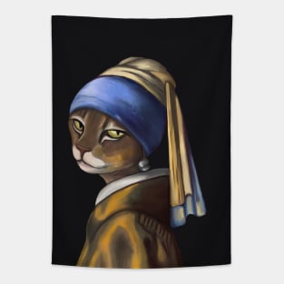 Bengal Cat with pearl earring Tapestry