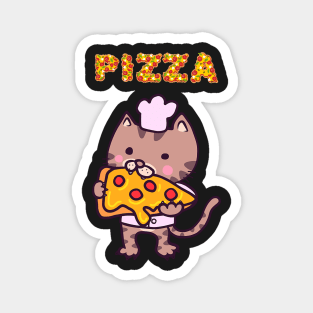 cat eating a pizza Magnet