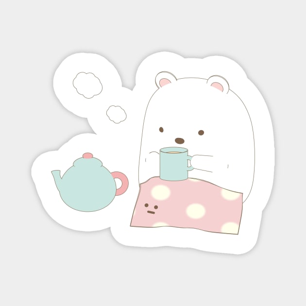 Bear with tea Magnet by miguelest@protonmail.com