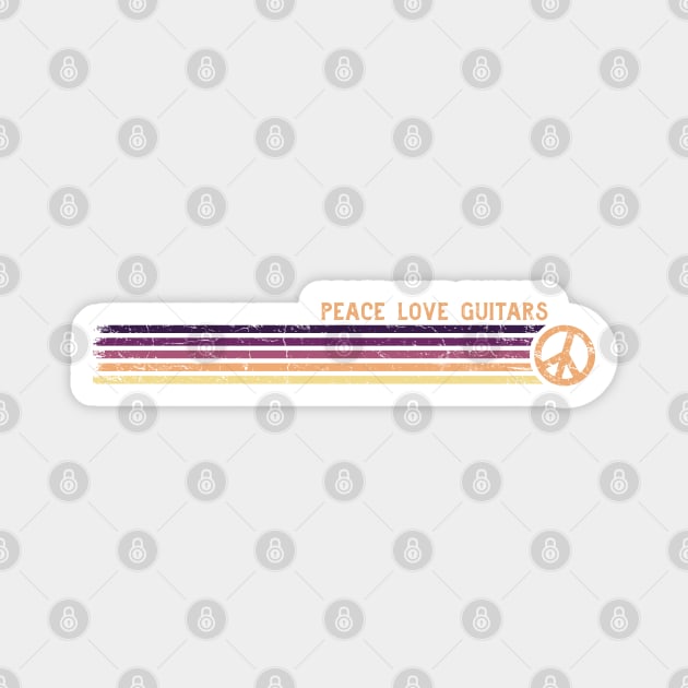 PEACE LOVE GUITARS Sunrise Retro Stripes Magnet by Jitterfly