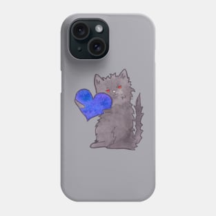 Black cute cat (Kuroo) with Heart Phone Case