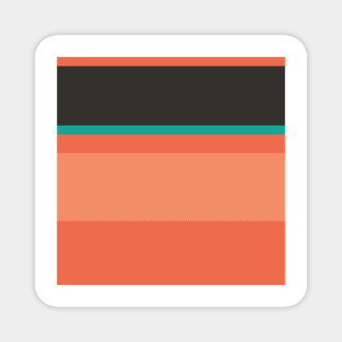 A solid association of Orange Pink, Faded Orange, Purple, Blue/Green and Dark Charcoal stripes. Magnet