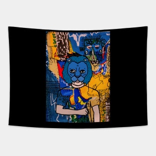 Exclusive Male NFT Character with AnimalEye Color and Street Art Background Tapestry