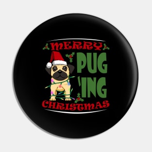 Merry Puging Christmas Cute Pug Dog Pin