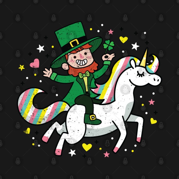 Leprechaun Riding a Unicorn T-Shirt Funny St Patrick's Day by ghsp