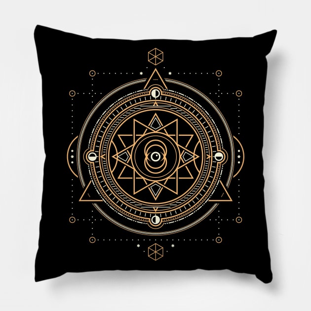 Sacred geometry Pillow by Vilmos Varga