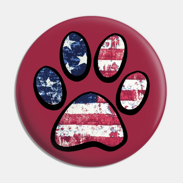 Patriotic Paw Print Pin by ARTWORKandBEYOND