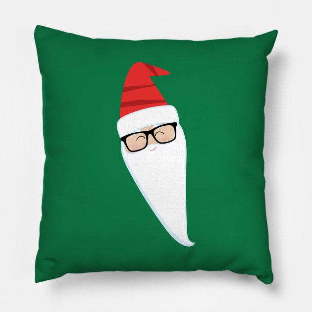 Long Face Santa Wearing Glasses Pillow by DANPUBLIC