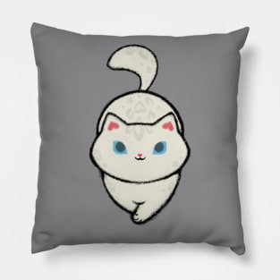 fuzzy leopard spotted white cat Pillow