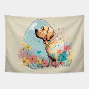 Yellow Labrador Retriever Easter Egg Spring Floral Cute Dog Lover Art Tapestry