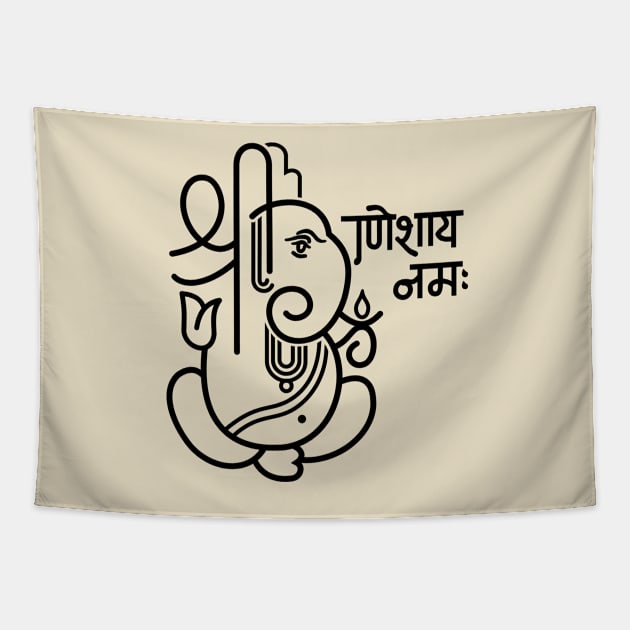 Ganesh Ganesa Ganapati Elephant 5 (black) Tapestry by Mystic-Land