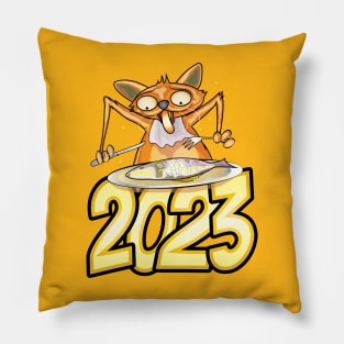 Happy New Year Cats 2023 Pillow