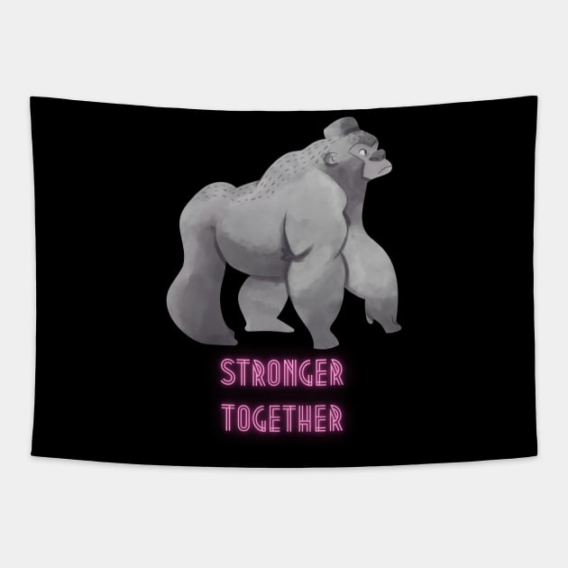 Apes Stronger Together Tapestry by Bearded Vegan Clothing