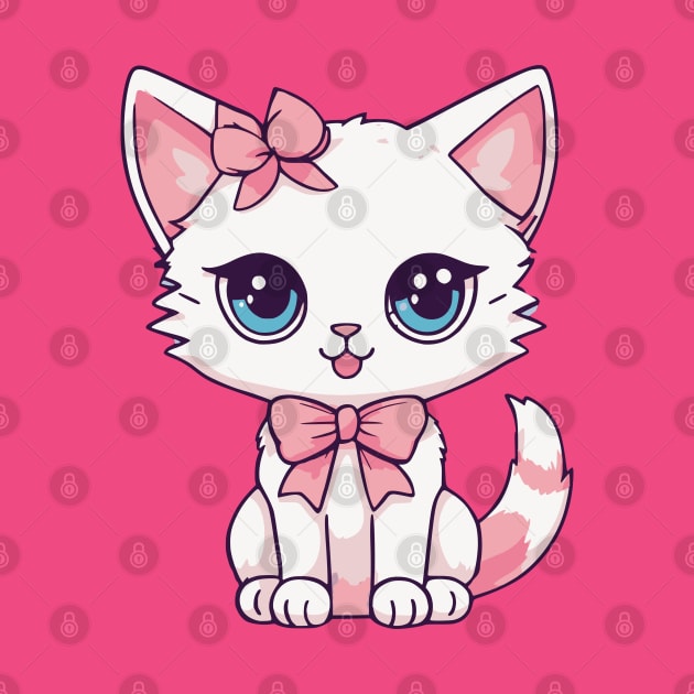 Kawaii White Kitten by Mey Designs