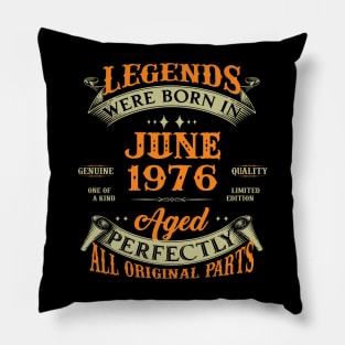 47th Birthday Gift Legends Born In June 1976 47 Years Old Pillow