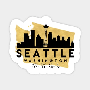 Seattle Washington Skyline Map Art Magnet