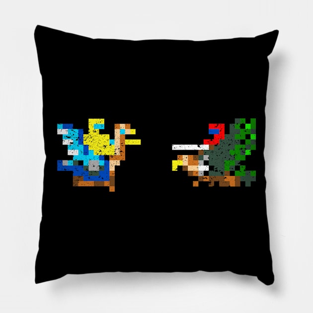 Joust 8-Bit Faceoff (distressed) Pillow by kruk