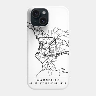 MARSEILLE FRANCE BLACK CITY STREET MAP ART Phone Case