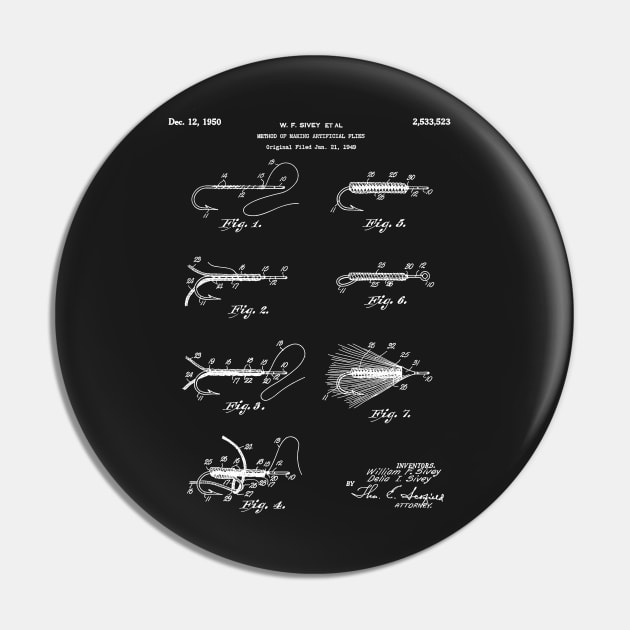 patentpress Fly Fishing Patent - Fisherman Art - Black Chalkboard Pin