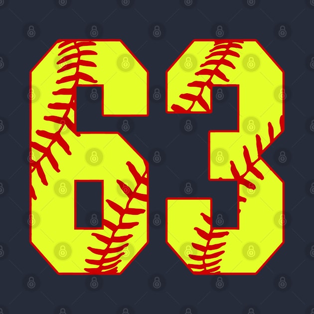 Fastpitch Softball Number 63 #63 Softball Shirt Jersey Uniform Favorite Player Biggest Fan by TeeCreations