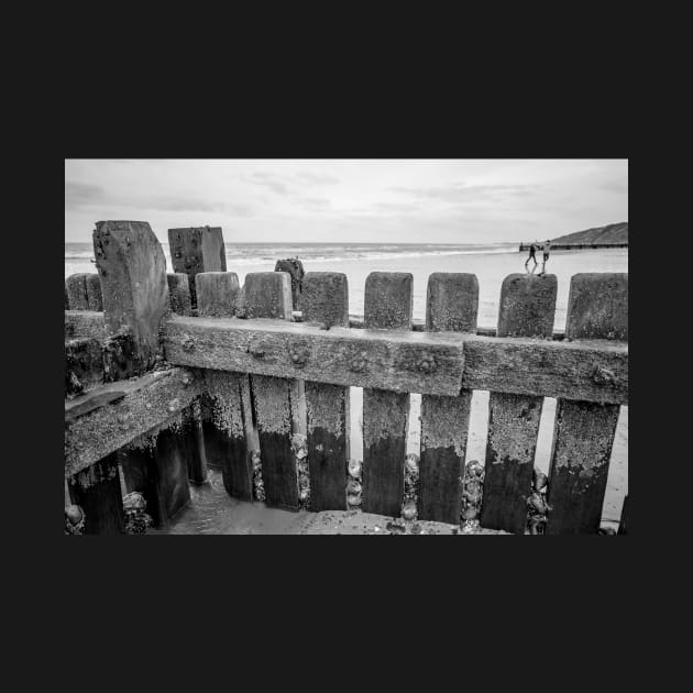 Close up of wooden sea defences protecting against coastal erosion by yackers1