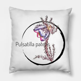 Pulsatilla patens watercolor flower Pillow