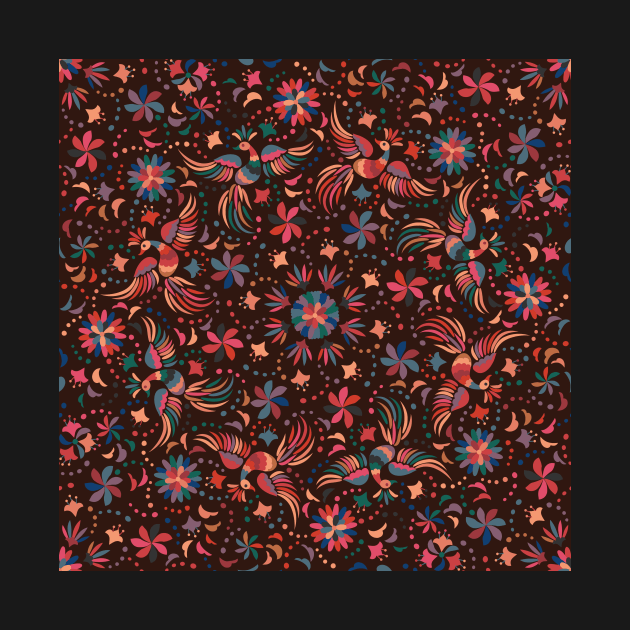 Mexican seamless pattern in dark colors by kavalenkava