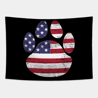 Dog paw print American flag USA tshirt Tapestry