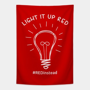 Light it up Red Acceptance of Autism Tapestry