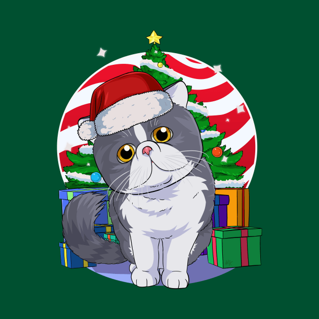 Cute Exotic Shorthair Cat Santa Claus Christmas by Noseking