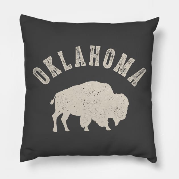 Vintage Oklahoma Buffalo Bison Pillow by MerchFrontier