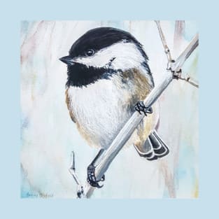 Chickadee on a Cold Spring Day painting T-Shirt