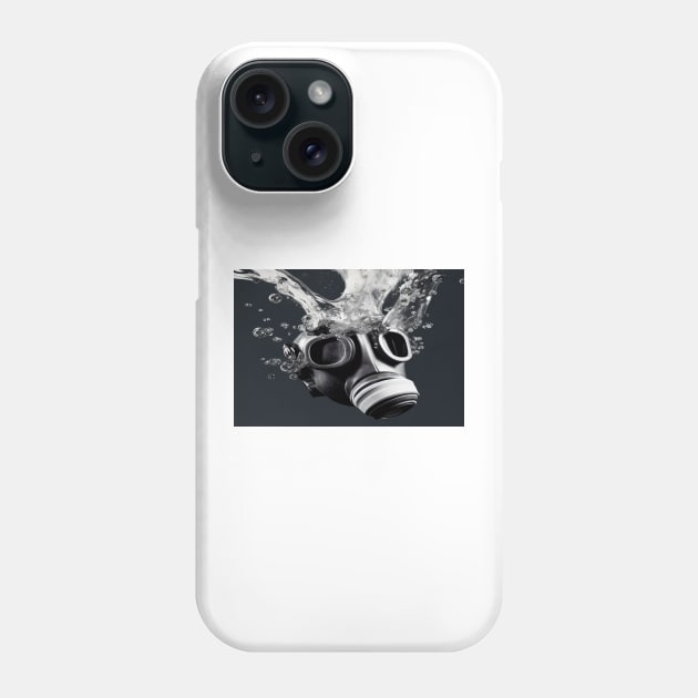 Cyberpunk Gasmask Artwork / Gasmask Splashing In Water Phone Case by Unwind-Art-Work